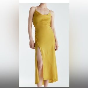 Zara (Size S) Mustard Yellow Satin Dress